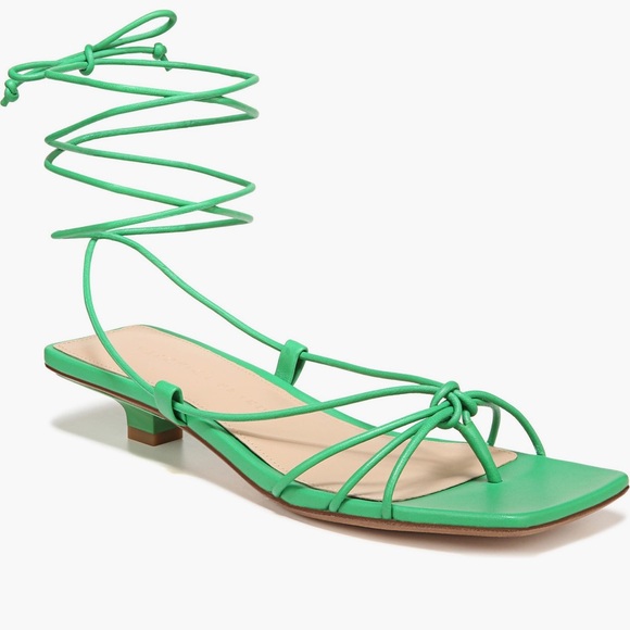 Veronica Beard Foley Ankle Tie Sandal Jungle Green - Picture 10 of 14